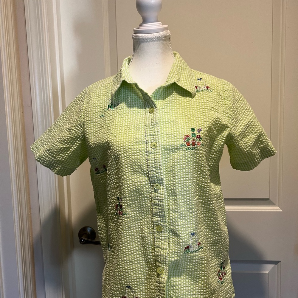 Quacker Factory Lime Green Cotton Top